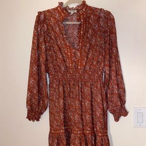 Rust floral prairie dress